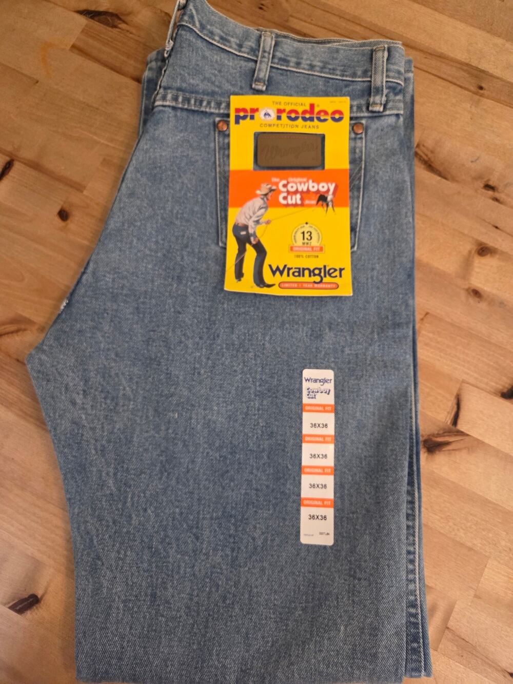 Wrangler Cowboy Cut 13MWZ Men's Jeans 36x36 Pro Rodeo Original Fit Blue NWT